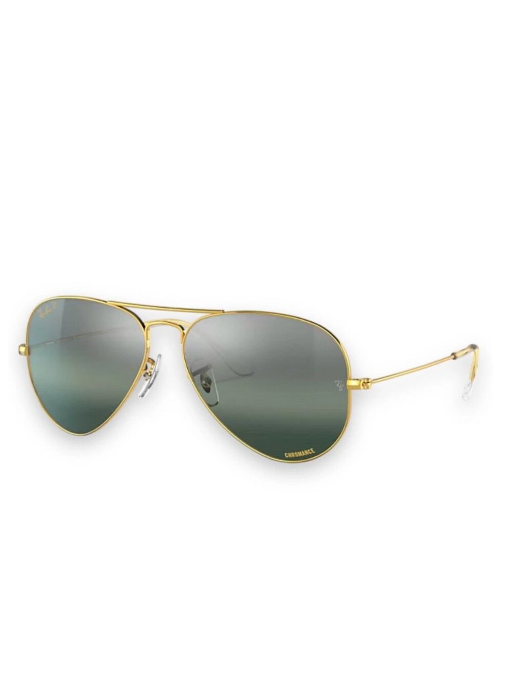 NEW RAY-BAN RB3025 Aviator Polished Gold Chromance Silver Blue 58-14